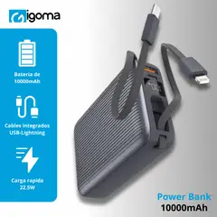 IGOMA - Bateria Portatil De 10000mAh PW-1012 - Negra
