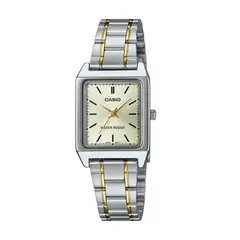 CASIO - Reloj Para Mujer LTP-V007SG-9E Plateado Esfera Fondo Dorado