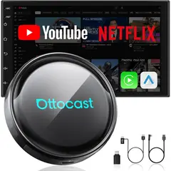 OTTOCAST - Ai Box Adaptador Inalámbrico Android Auto CarPlay Apps de Video PlayStore SimCard HDMI