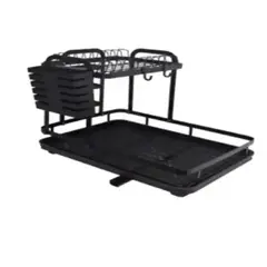 GENERICO - Escurridor de Vajilla para Mesón Acero Inoxidable 2 Niveles Cubiertos Negro Diseño Moderno