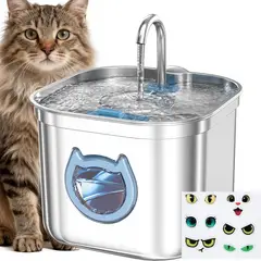 GENERICO - Fuente De Agua Para Gatos Y Perros 2.2l Acero Inoxidable Led