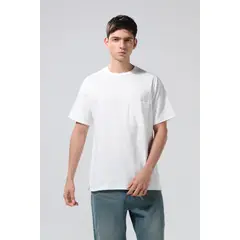 KOAJ - Camiseta unicolor oversize con manga corta y bolsillo Hombre