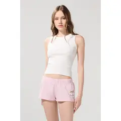 KOAJ - Short rosado claro con diseño de Snoopy y tiro medio Mujer