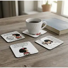 GENERICO - Portavasos en Plexiglass Alta Resistencia Imantados Set X 4Und Rígidos Mafalda