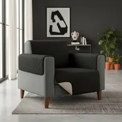 GENERICO - Protector Mascotas Sofá Team Bear 1 Cuerpo Reversible Negrogris Soft