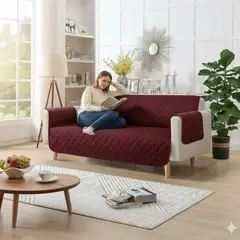 GENERICO - Forro Protector Sofa 3 Puestos Doble Faz Team Bear Vino Tinto Gris Soft