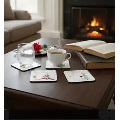 GENERICO - Portavasos en Plexiglass Alta Resistencia Imantados Set X 4Und Rígidos ¨El Principito¨