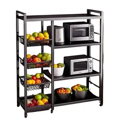 GENERICO - Organizador Mueble Carrito Cocina Hogar Elegante Acero Negro