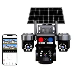 GENERICO - Cámara De Seguridad Solar Wifi Con 3 Lentes Y Resolución