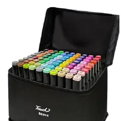 GENERICO - Marcadores Doble Punta Set 80 Unidades Estuche