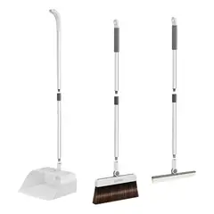 GENERICO - Recogedor Con Escoba Y Raspador 3 En 1 Set, Bomidi ,color Blanco