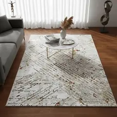 MITAPETE COM - Tapete Alfombra Decorativo Sala 160 X 230cms Beige Dorado