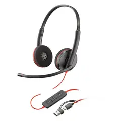 POLY - Diadema Blackwire 3220 Stereo USB-C Headset +USB Negro
