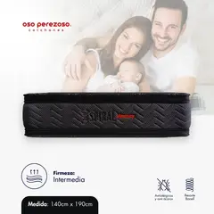 OSO PEREZOSO - Colchón Mercury Noche Doble 140cm190cm - Ortopédico Resortado - Firmeza Intermedia.