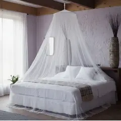 OEM - Toldillo Mosquitero Copa Redonda Cama Doble Blanco