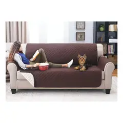 GENERICO - Protector Sofá Basic Café Líneas Beige Liso 3 Puesto Cafébeige Líneas