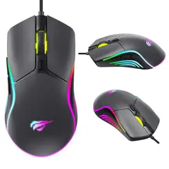 HAVIT - Mouse Gamer, Interfaz USB, Voltaje 5B, Sensor Óptico, Iluminación RGB, Color Negro