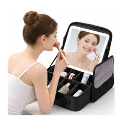 GENERICO - Organizador Cosméticos Profesional Espejo Led Espacios Ajustables