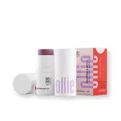 OLLIE - Protector Solar Barra 3 En 1 Rubor,Labial y Sombra FPS 95 Tono Rosamalva Mate