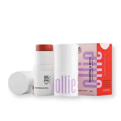 OLLIE - Protector Solar Barra 3 En 1 Rubor,Labial y Sombra FPS 95 Tono Terracota con Brillo