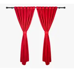 OEM - Cortinas Tela Jaquard En Boton 2.70 m Ancho x 2 m Alto Dividida Roja
