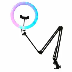 GENERICO - Aro de Luz LED 26 cm RGB con Trípode Ajustable Soporte de Escritorio para Celular