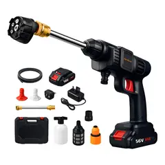 GENERICO - Hidrolavadora Inalámbrica Carwash Auto Moto 56v Doble Bateri Negro