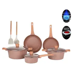 COOKWARE - 10 Piezas Bateria De Cocina Antiadherente Juego Sarten Ollas