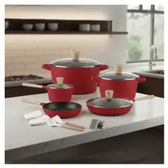 COOKWARE - Juego De Ollas 16Pcs Aluminio Cerámico Antiadherente Granito
