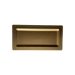 GENERICO - Bandeja Rectangular Dorada Con Borde De Puntos En Melamina Tamaño 35 X 17 Cm