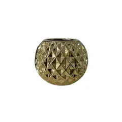GENERICO - Bowl Rombos Dorados Grande Tamaño 18 X 16 Cm