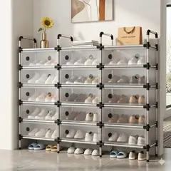 TECNOHOGAR JS - Estante Zapatos Organizador Zapatero Metálico 3 Niveles