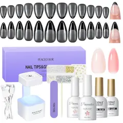 GENERAL - Kit press on 240 puntas de uñas cortas + lampara