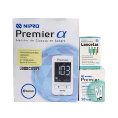 GENERICO - Kit Glucómetro Nipro Premier 60 Tiras 60 Lancetas