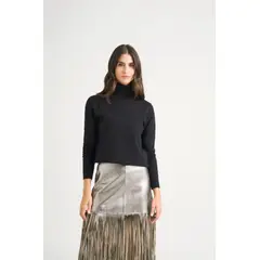 VELEZ - Vélez Sweater Tejido Básico Maqui Para Mujer Cuello Tortuga Negro