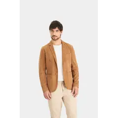 VELEZ - Vélez Blazer Niger De Gamuza Para Hombre Fit Semi Ajustado Miel