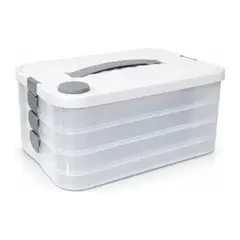 GENERICO - Caja Organizadora Plástica Con Tapa 4 Niveles Apilable Tapa