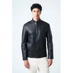 VELEZ - Vélez Chaqueta Bosa De Cuero Para Hombre Fit Semi Holgado Negro