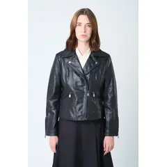 VELEZ - Vélez Chaqueta Biker Island De Cuero Para Mujer Fit Ajustado Negro