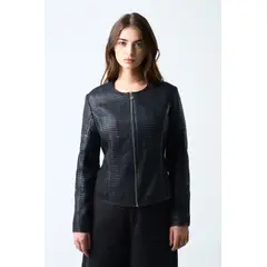 VELEZ - Vélez Chaqueta De Cuero Tejido Para Mujer Woven Negro