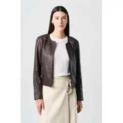 VELEZ - Vélez Chaqueta De Cuero Para Mujer Denver Cafe