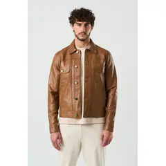 VELEZ - Vélez Chaqueta Trucker Paraná De Cuero Para Hombre Corte Clásico Miel