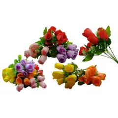 MAZUGI - Ramo de flores tipo rosa artificiales decorativas multicolor
