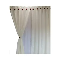 OEM - Cortinas Tela Jaquard En Boton 2.70 m Ancho x 2 m Alto Dividida Beige