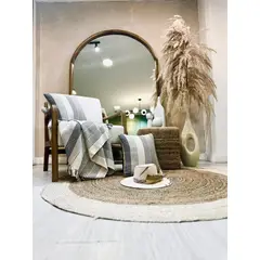 GENERICO - ALFOMBRA DECOGHAR NATURAL/WHITE YUTE REDONDA CON BORDE 1.50 X 1.50 M IC17999