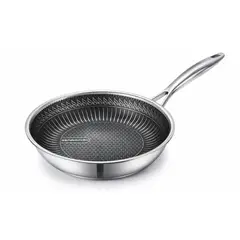 RENAHOUSE - Sartén Antiadherente Acero Inoxidable Con Tapa Vidrio 24cm