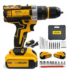 PROTOOL - Taladro Inalámbrico 48v Doble Batería Mas Accesorios
