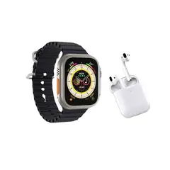 GENERICO - Kit Reloj SmartWatch Con Audifonos Inalambricos ¡8 Ultra Negro