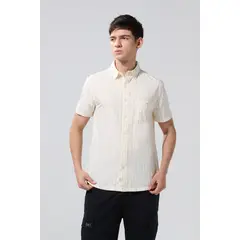 KOAJ - Camisa a rayas blanca con cuello sport collar Hombre