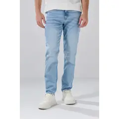 KOAJ - Jean slim azul claro con tiro bajo, cremallera y desga Hombre